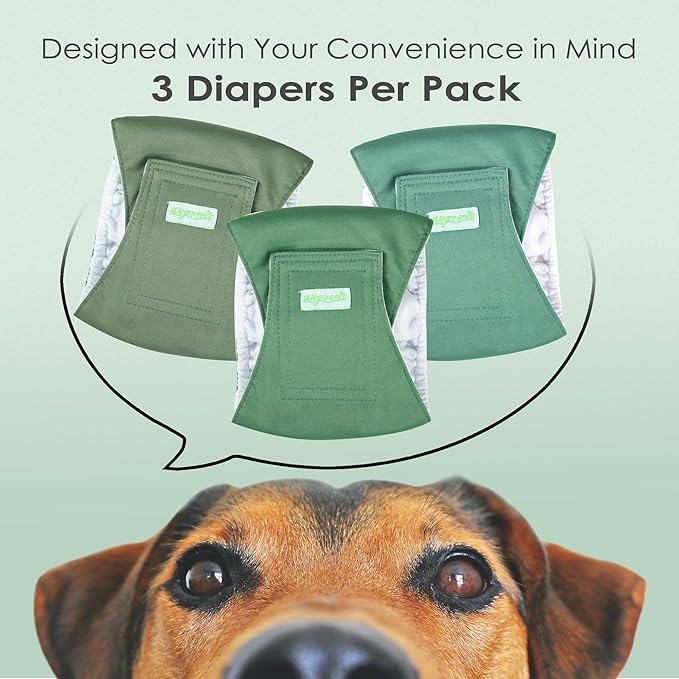 wegreeco Washable Male Dog Belly Band (Stylish Pattern)- Pack of 3 - Male Dog Belly Wrap, Dog Diapers Male (Green Series, Large)