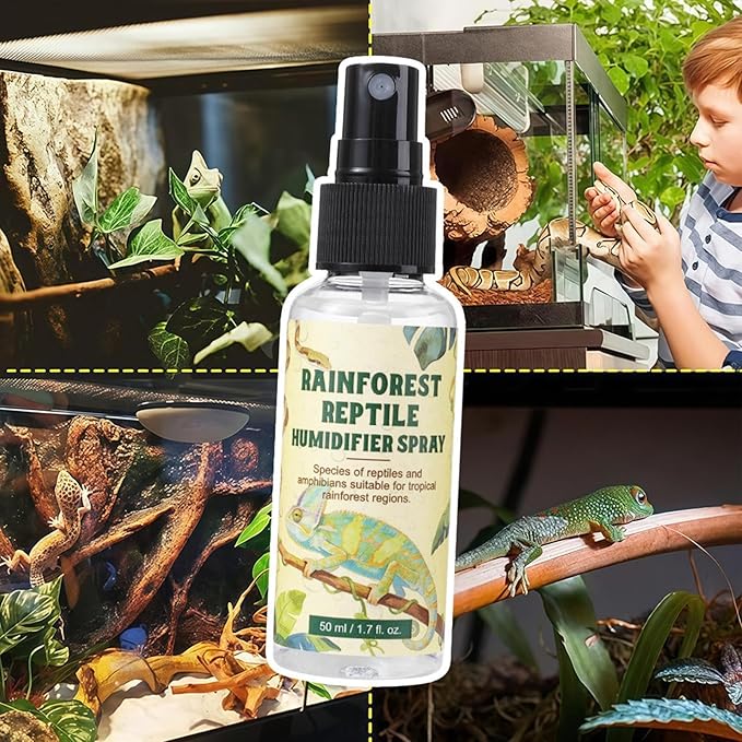 Reptile Humidifier Spray - 50ml Gecko Moisturizing | Versatile Tortoise Hydrating Spray for Breeders Pet Parents Animal Lovers Terrarium Enclosure Cage Feeding Tank Shelters Home Office