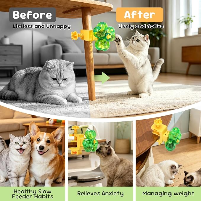 Cat Toy for Indoor Cats, Clover Shape Treat Dispenser,Interactive Puzzle cat Toy for IQ Training,Enrichment Toys as Gifts for Pupies???Cats,Dogs - Image 2