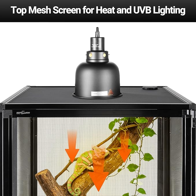REPTI ZOO 18" x 18" x 36" Reptile Tank, Deluxe Foldable Screen Cage, 50 Gallon Vertical Terrarium with Fogger & Cable Pass, Tall Enclosure for Chameleon, Tree Frog, Crested Gecko, Arboreal Reptiles