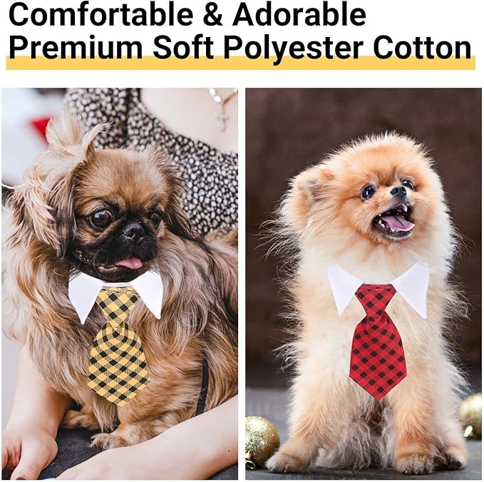 Segarty Cat Ties and Bow Ties, 6PCS Neck Tie with White Collar for Cats Dogs, Pet Valentines Christmas Graduation Wedding Gift