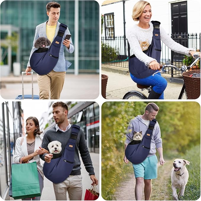 CUBY Dog and Cat Sling Carrier - Hands Free Adjustable Small Pet Sling - Soft Pouch and Tote Design - Suitable for Puppy, Small Dogs Cats Outdoor