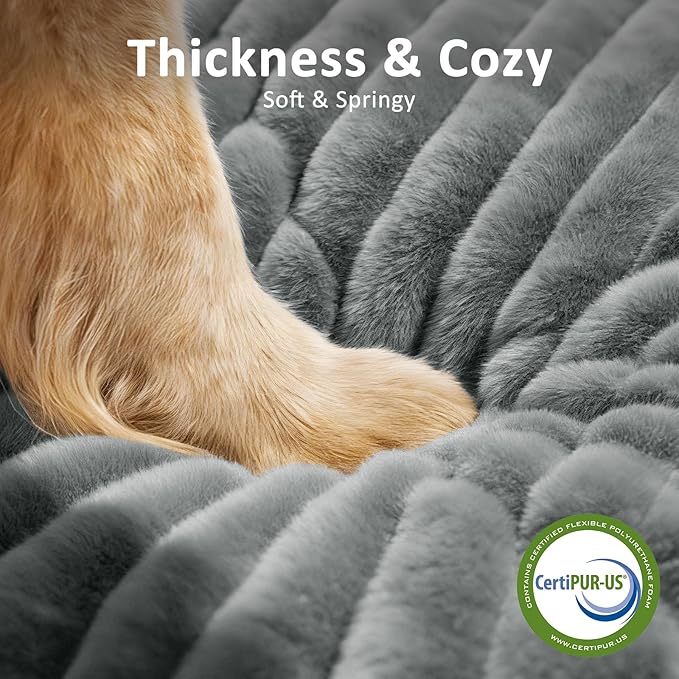 Dog Bed Medium Size Dog, Flat Pet Beds with Removable Washable Cover, Pet Mat Cute Crate Bed Thick Shredded Chopped Crate Foam & Anti Slip Bottom for Indoor, 29"x21"x3" Grey