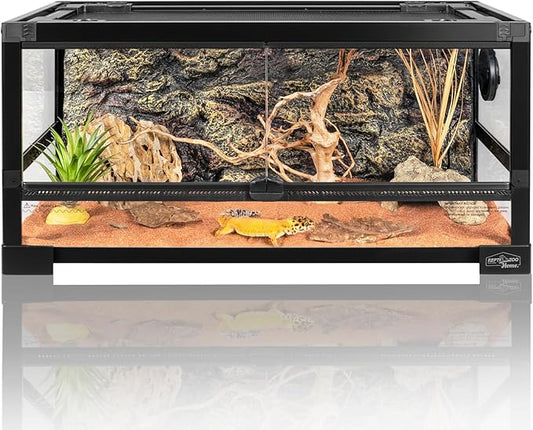 15 Gallon Full Glass Reptile Tank, Quick Fold Reptiles Enclosure with Waterproof Base, Top Screen Ventilation, 24" x 12" x 12" Front Opening Terrarium for Gecko, Lizard, Hermit Crab, Frog