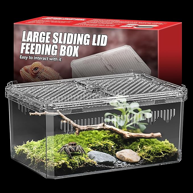 【No Assembly】 Breathable and Secure Reptile Tank with high Transparency - Ideal Container House for Hermit Crab, Tarantula Enclosure, Cricket Habitat or Jumping Spider Habitat (S)