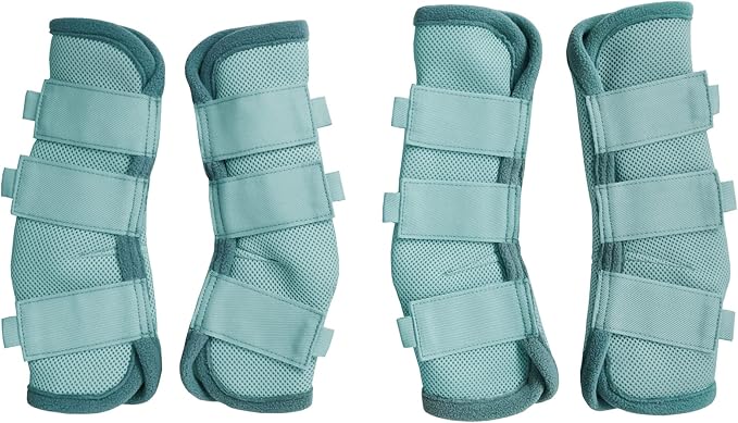 LEAFOREST Horse Fly Boots Set of 4 - Non Slip Leg Protection for Donkey Mini Pony Draft, Breathable Mesh Fly Boots for Pasture & Barn Use Blue Full