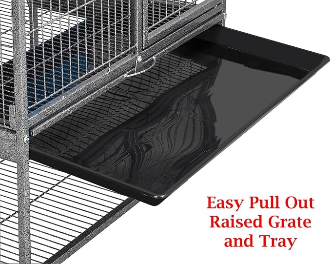 Huge 37" L x 24" W x 39" H Two Tiers Tight 1/2-Inch Bar Spacing Large Front Doors for Feisty Ferret Hammock Chinchilla Rat Mouse Hamster Gerbil Small Animals Critters Rolling Cage