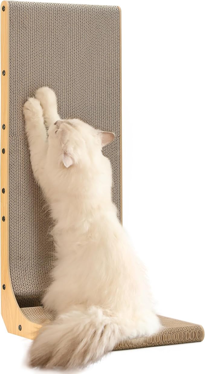 FUKUMARU Cat Scratcher for Indoor Cats, 32.7 Inch L Shaped Cat Scratch Pad by FUKUMARU