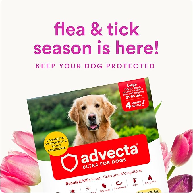Advecta Ultra Flea and Tick Prevention for Dogs - Large Dog Flea and Tick Treatment & Control - Mosquito Repellent - Fast Acting Waterproof Topical Drops, 6 Month Supply
