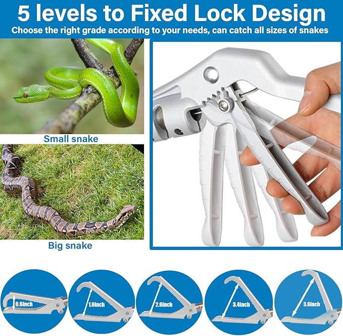 Snake Grabber Tool, 69" Snake Tongs Long Handle for Rattlesnake Reptile Tongs Heavy Duty Long Catcher Reach Grabber Stainless Steel Materials Sponge Handle Wide Jaw (69 inches)