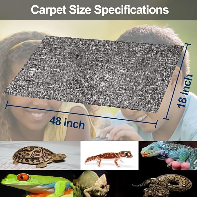 Reptile Carpet Terrarium Liner Bedding Substrate Sand Mat for Cage Lizard Bearded Dragon Gecko Snake Tortoise 48" x 18" (Grey)