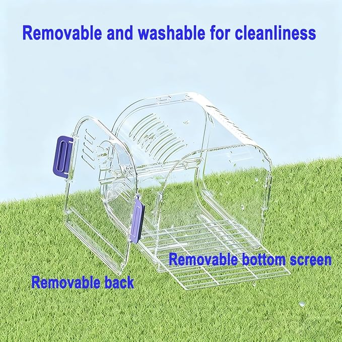 Portable Small Bird Travel Carrier Cage, Clear Acrylic Bird Cage with Shade Cover, Lightweight Bird Travel Carrier for Parrots Parakeets Cockatiels(C)