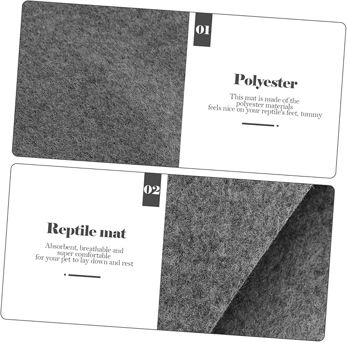 Totority 2pcs Wear-Resistant Reptile Mat for Household Tortoise and Snakes Gray Moisture Absorbing Bedding Convenient Terrarium Use