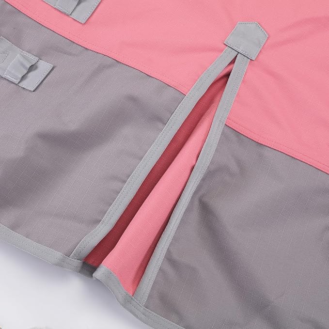 1200D Ripstop Waterproof Breathable Horse Blanket (0g No Fill), Lightweight Turnout Rain Sheet, Keeps Dry in Mud & Wet Weather Pinkgrey 84"
