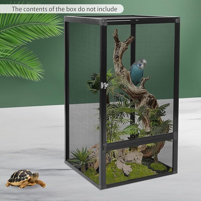 Reptile Tall Glass Terrarium, 31" x 17" x 17" Small Rainforest Habitat Reptile Terrariums Tank for Geckos, Snakes, Lizards, Chameleons, Serpents, Superior Ventilation, Easy Feeding