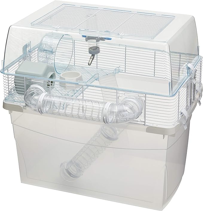 Ferplast Duna Space Hamster Cage, Extra-Deep 11.5-Inch Base Promotes Instinctual Burrowing While Containing Litter & Debris, Includes All Accessories and Play Tunnels, 22.6L x 18.7W x 21.5 Inches