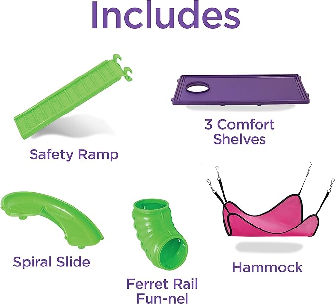 Kaytee My First Home Deluxe Multi-Level Habitat with Casters for Pet Ferrets 24" x 24" x 41.5"