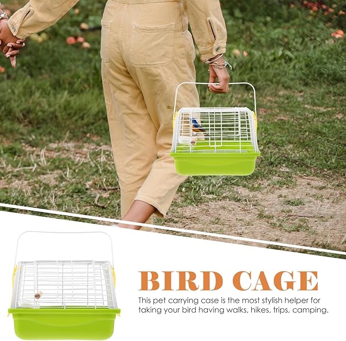 SUPVOX Portable Metal Bird Carrier Cage with Ventilated Wire Design Comfortable Travel Parrot Cage for Parakeets Lightweight Carrying Case for Outdoor Walks Hiking and Camping