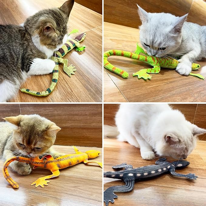 CiyvoLyeen Plush Lizard Catnip Toys for Indoor Cats 4 Pack - Image 8