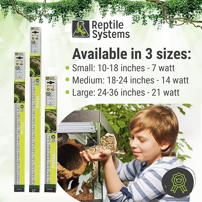 Reptile Systems New Dawn LED ProTen Fixture – Full Spectrum 10-18in 7w Lighting with Integrated Cooling – for Terrariums & Vivariums – Highlights Natural Behavior & Color