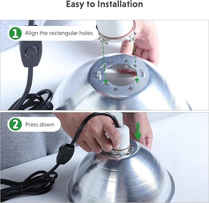 Simple Deluxe Clamp Lamp Light with 10.5 Inch Adjustable Aluminum Reflector and 6 Feet Cord, up to 250W E26 Socket (no Bulb Included), 2-Pack