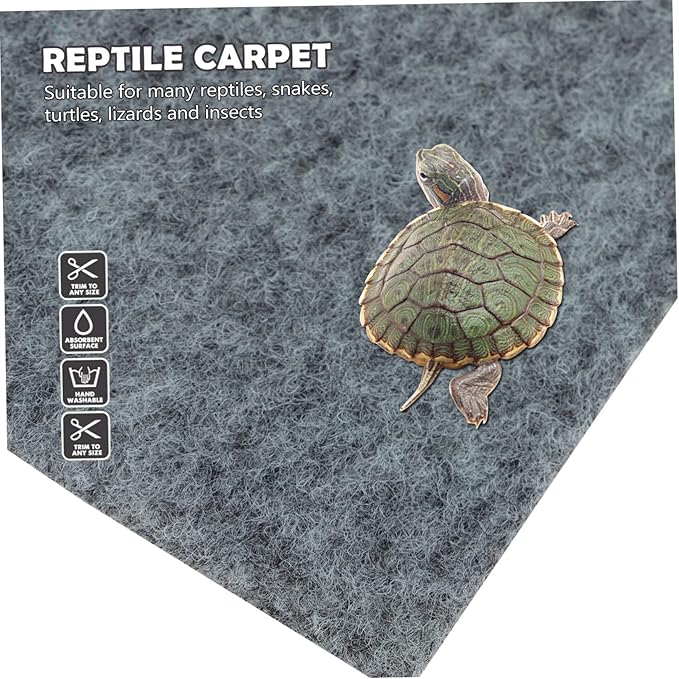 Mipcase Reptile Carpet Mat for Terrariums Soft Absorbent Substrate Liner for Tortoises Lizards and Snakes Grey Moisture Retentive