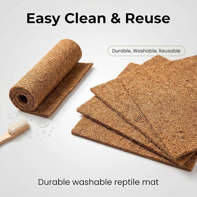 10Pcs Reptile Carpet Mat Chicken Coop Nesting Mat 12 * 12" Natural Coconut Fiber Pet Mat Substrate Liner Terrarium Planter Liner for Lizard Turtle Snake Gecko Bearded Dragon Tortoise