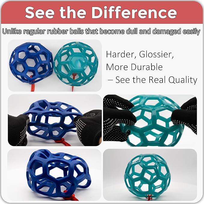 mayoken® 4 Pack Horse Treat Ball Hay Feeder Toy – Durable TPR Hanging Feeding Toy for Horse, Goat, Sheep & Pony – Enrichment to Relieve Stress & Prevent Boredom (Red + Blue)