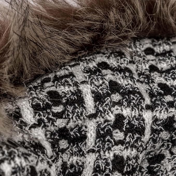 Dog Sweater Cloak, Pearl Cotton Bouclé Yarn Puppy Sweater, Cold Weather Coat Knitwear for Small Dogs, Classic Turtleneck Thick Dog Clothes with Thick Fluff DS95L