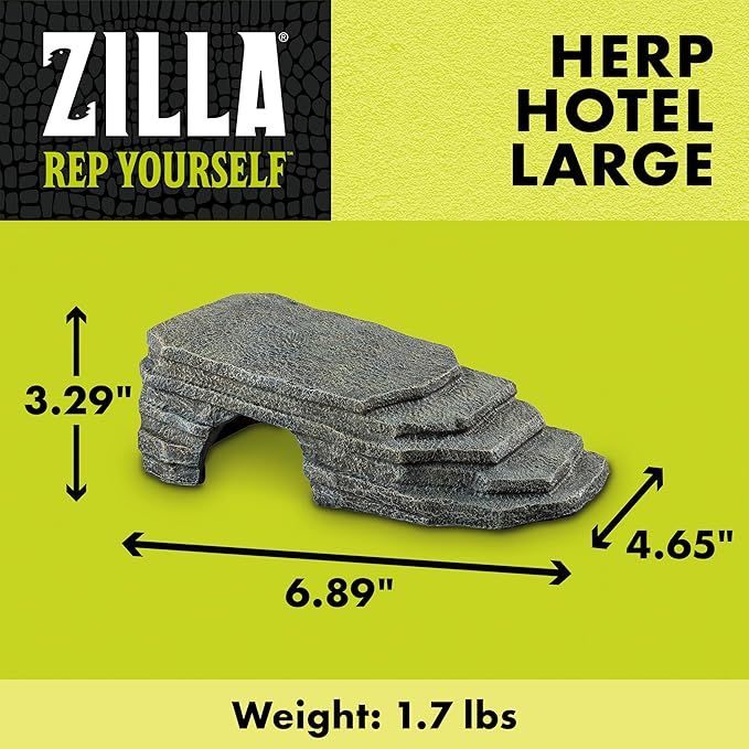 Zilla Herp Hotel, Naturalistic Hide and Basking-Platform for Leopard Geckos, Bearded Dragons, Anoles, Large