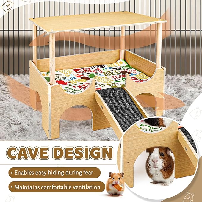 Guinea Pig House, Hamster Hideout, Rabbit House, Guinea Pig Toys, Guinea Pig Accessories, Small Animal Houses and Habitats (Wood)