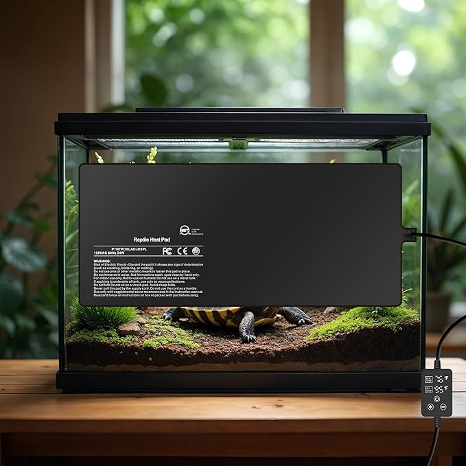 Simple Deluxe 8X18 Inch 24W Reptile Heating Pad with Adjustable Thermostat Under Tank Terrarium Heating Mat for Turtles, Lizards, Frogs, and Other Reptiles, 2 Pack