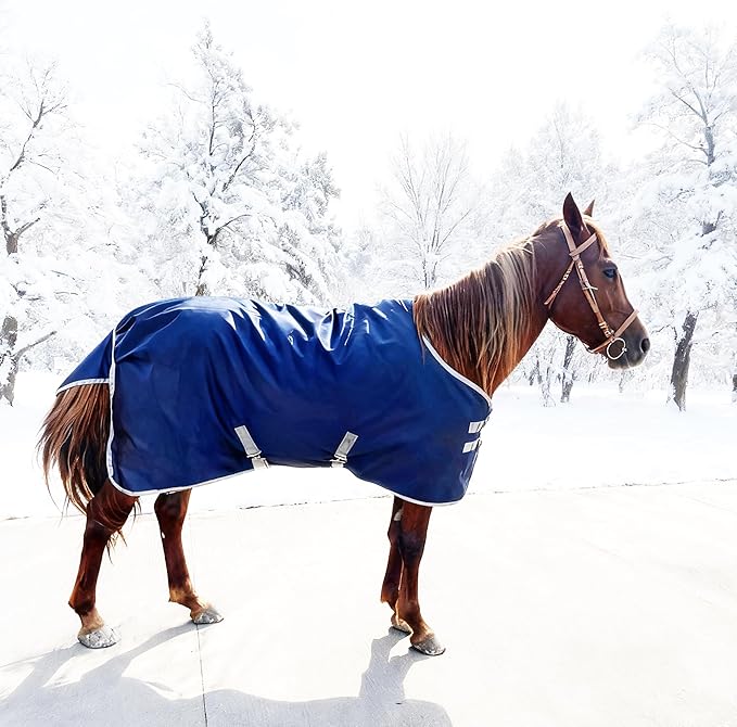 1200D Horse Blanket Winter Water Resistant,220g Polyester Fiber Filling Liner 1200D Premium Turnout Horse Blanket,Medium Weight Blanket 72 inches,135cm