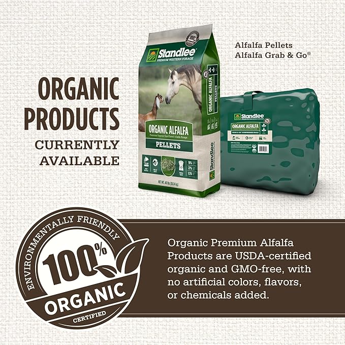 Standlee Organic Alfalfa Pellets for Horses, 40 lbs