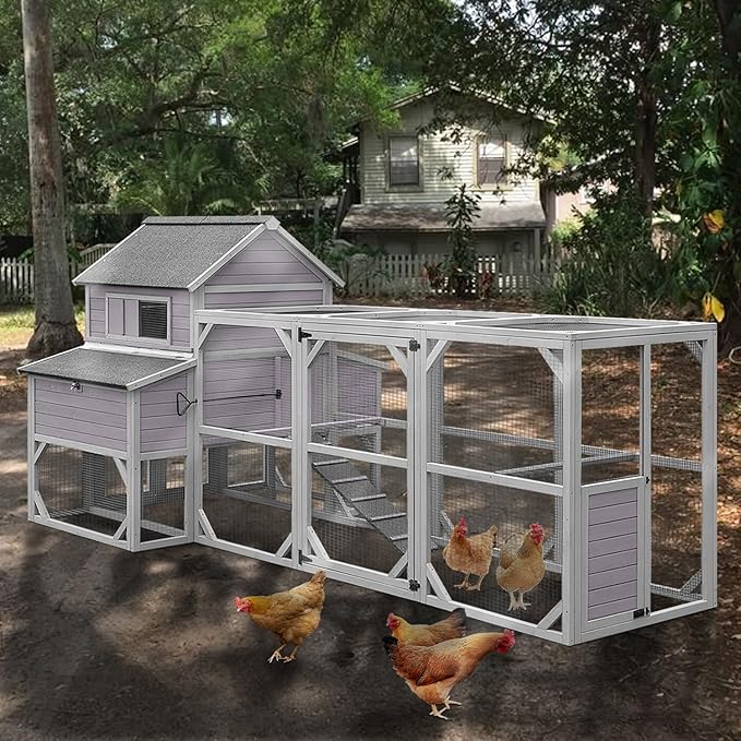 Suumerpety 55 sq.ft Large Outdoor Chicken Coop with Run - Multi-Level Hen House, Weatherproof Roof, Predator-Resistant Design & 6 Nesting Boxes for 10-15 Chickens