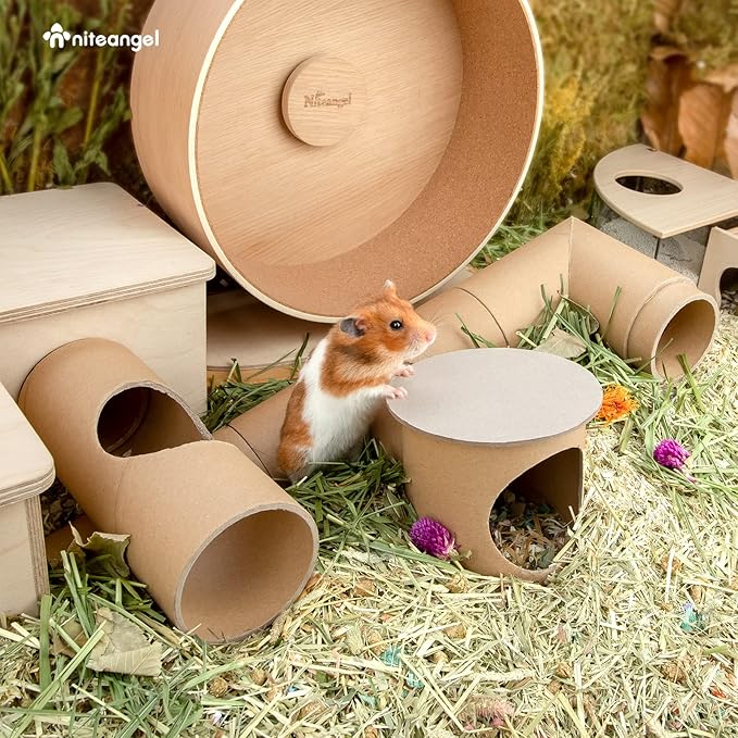Niteangel Creative & Composable Hamster Tunnel - DIY & Build Unique Tube Burrow as Hideout for Small Sized Animals Like Hamsters Mouse Gerbils Mice (Whole Tunnel Set - Raw)
