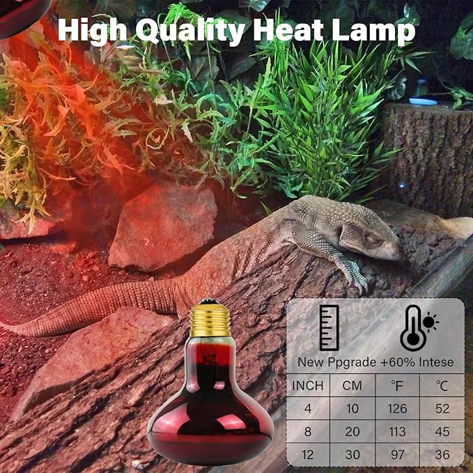 2-PCS Reptile Heating Light Bulb, Calcium Supplement Heating Light for Amphibians, Suitable for Sun Lamps for Reptiles, Maned Lions, Lizards, Turtles, and Snakes - 50W