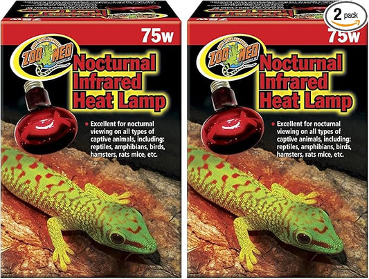 Zoo Med Nocturnal Infrared Incandescent Heat Lamp 75 Watts (Pack of 2)