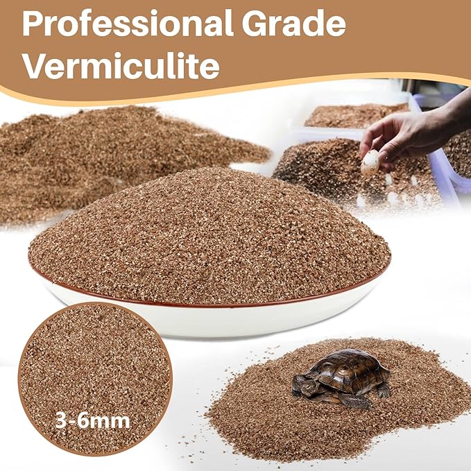 MAQIHAN Vermiculite for Reptiles - 14OZ Vermiculite Terrarium Reptiles Reptile Substrate Reptile Bedding Reptile Sand for Egg Incubator, Bearded, Gecko, Hermit, Snake, Tortoise, Turtle, Plants