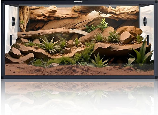 Phailozoo 120 Gallon Bearded Dragon Tank,48" x 24" x 24" Reptile Tank with Sliding Door Top Screen Ventilation, Front Opening Reptile Enclosure for Easy Maintenance