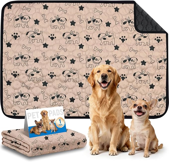 Washable Pee Pads for Dogs, Absorbent Reusable Puppy Training Pads, Leakproof, Non-Slip, Waterproof Cat Doggie Pad Pet Potty Mat for Indoor&Outdoor, Whelping, Playpen, Crate, Coffee 28"x40"