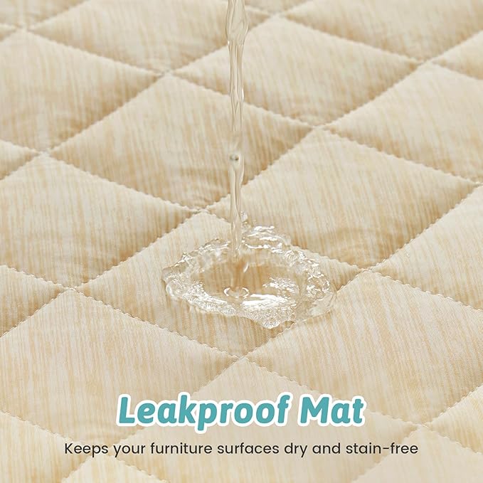 COZY KISS Dog Cooling Mat 68"x82" Q-Max>0.4, Waterproof Pet Cooling Pad, Leakproof & Non-Slip Dog Bed Cover, Washable Furniture Protector for Large Dogs, Couch, Floor (Beige)