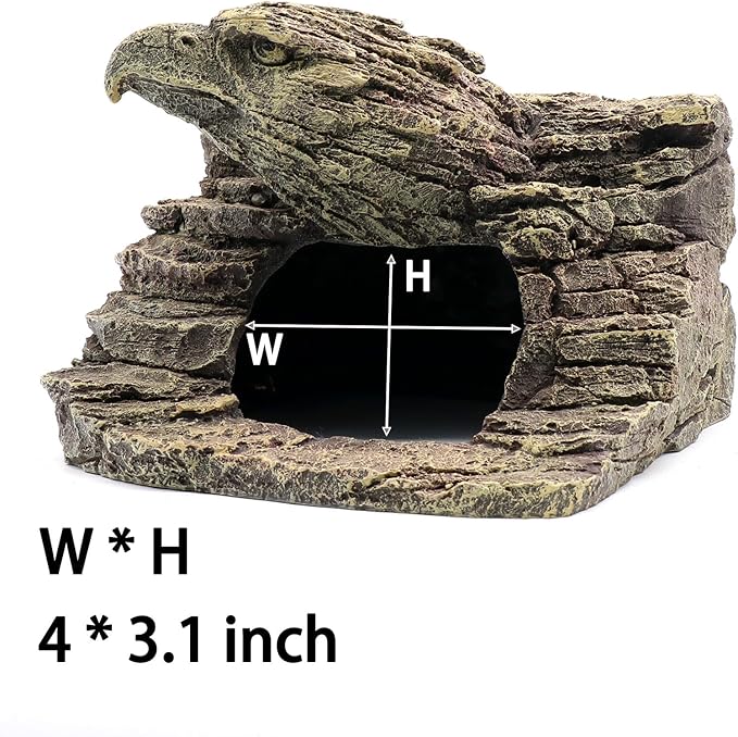Reptile Rock Basking Platform, Gecko Hide Cave Hiding Place, Snake Cave and Hides for Reptiles, Amphibians, and Small Animals, Lizards (Type-D（Medium）)