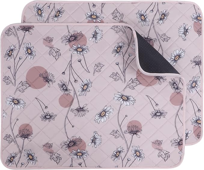 IEUUMLER Washable Pee Pads for Dogs, 2 Pack Non-Slip & Waterproof Pack Whelping Pad, Reusable Washable Puppy Potty Training Pad with Fast Absorbent for Playpen EU007 (Pink Daisy, 36"X41"-2pcs)