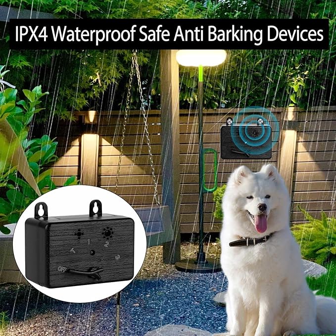 Anti Barking Device, 50 FT Ultrasonic Dog Barking Control Device, Neighbor Dog Silencer, 4 Modes Bark Box, Dog Barking Silencer for Indoor and Outdoor Use, Waterproof Dog Barking Deterrent O
