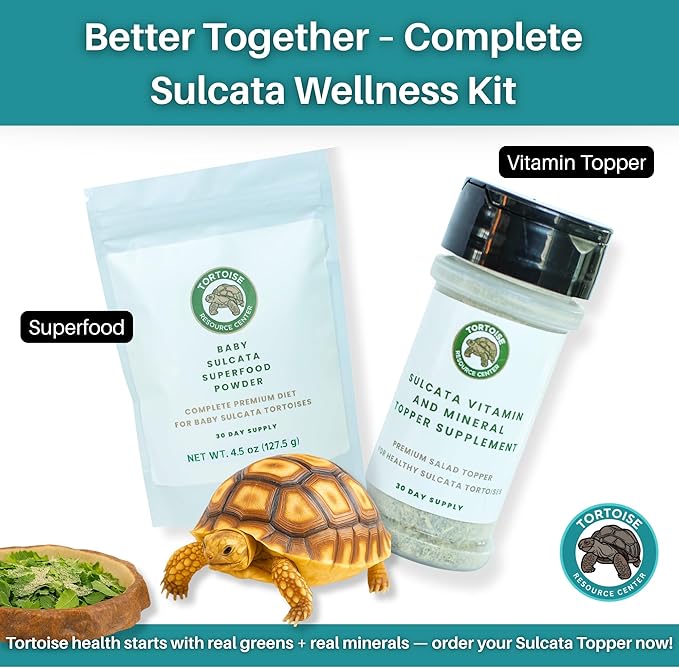 Sulcata Tortoise Calcium Powder - Herpetologist Formulated Calcium Powder for Reptiles with High Fiber - 30 Day Shaker Bottle Supply for Tortoise Lovers!