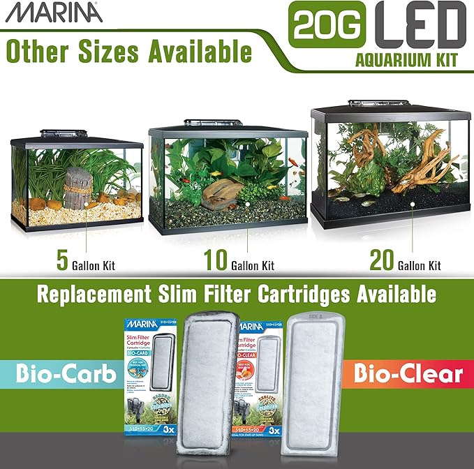 Marina 20 Gallon LED Aquarium Kit – Complete Fish Tank Setup with Filter, Lighting & Accessories