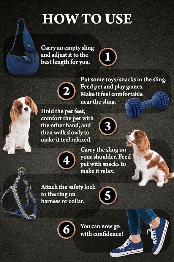 Noah & Paw Dog Sling Carrier for Small Dogs 3-10lb, Dog Sling for Small Dogs and Cats, Dog Carrier with Adjustable Padded Strap, Vegan Denim Lined with Fur, 3X Safety Features, Machine Washable