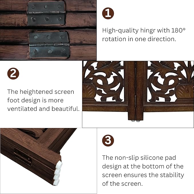 Lightnpro Wooden Dog Gate -Foldable Freestanding Pet Gate for Indoor Use, Adjustable Safety Barrier for Dog, Puppies & Small Pets, for Stairs & Doorways- 24" Height 18" Wide (4 Panel) Natural Burnt
