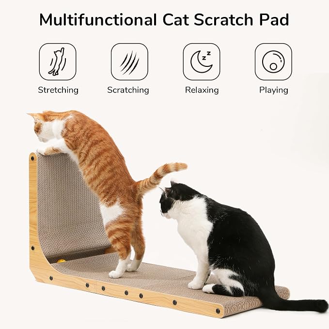 FUKUMARU Cat Scratcher for Indoor Cats, 32.7 Inch L Shaped Cat Scratch Pad - Image 2